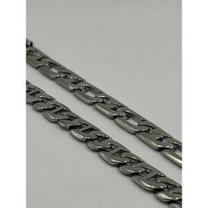 9 Inch Stainless Steel 10.5 mm Wide Figaro Bracelet 31 Grams Heavy